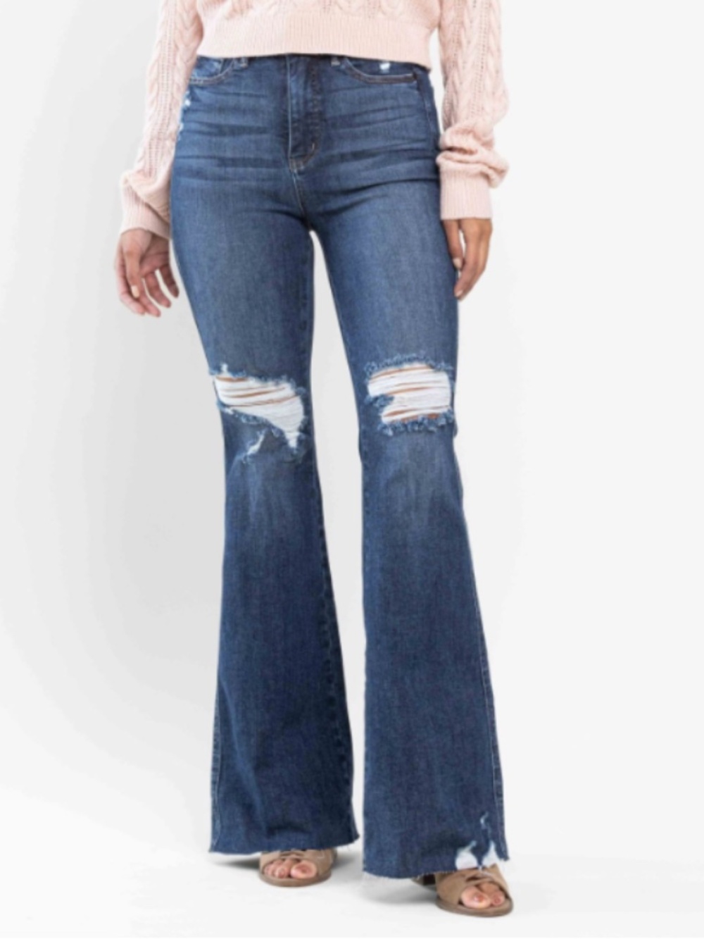 Judy Blue High Waist Tummy Control Distressed Flare Jeans